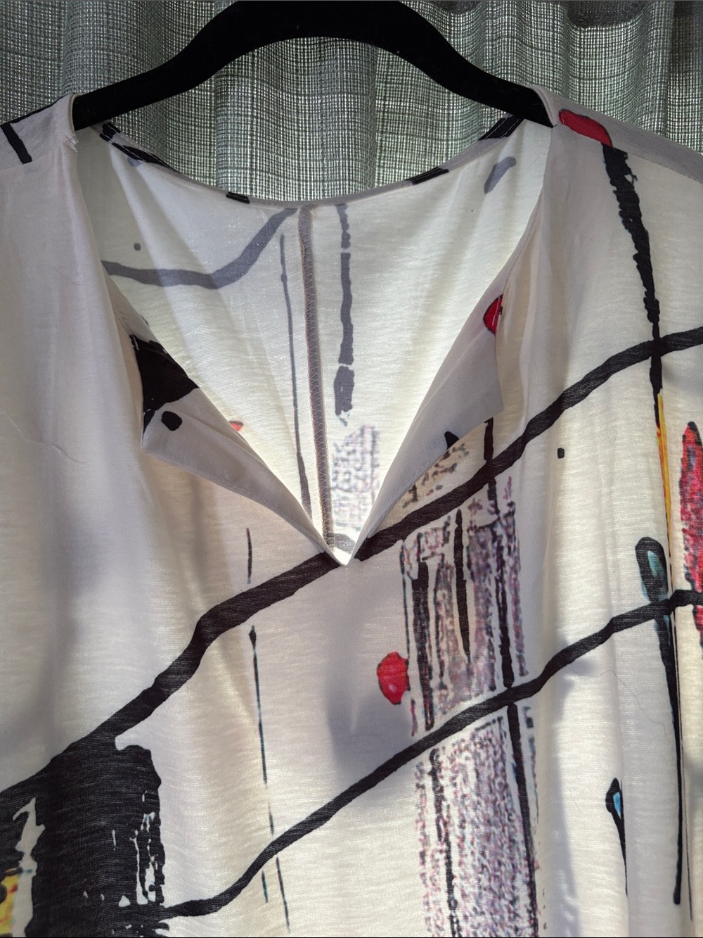 Abstract Print Long Sleeve Maxi Dress - White - Picture 3 of 5
